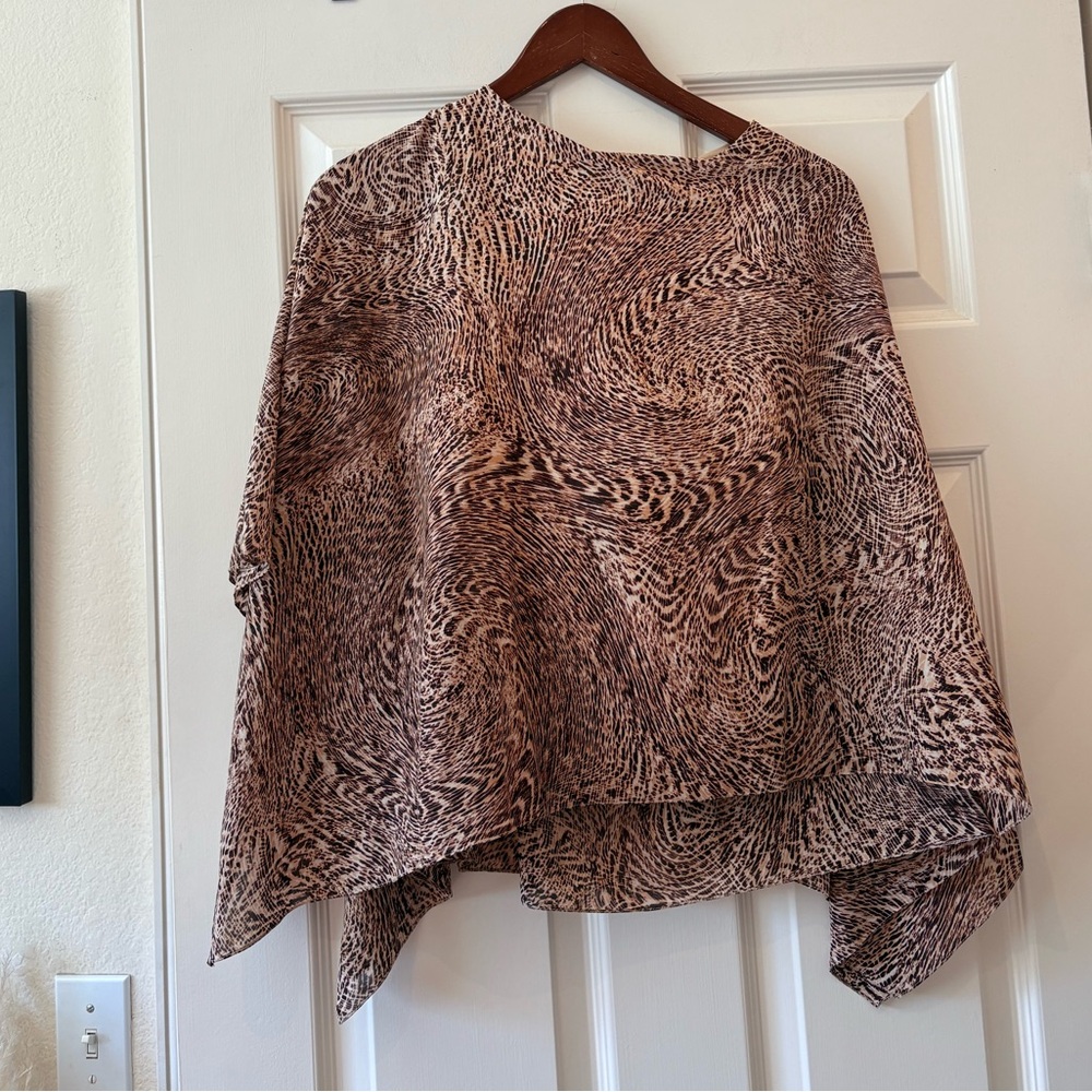 Roberto Cavalli Brown and Cream Animal Print Draped Top